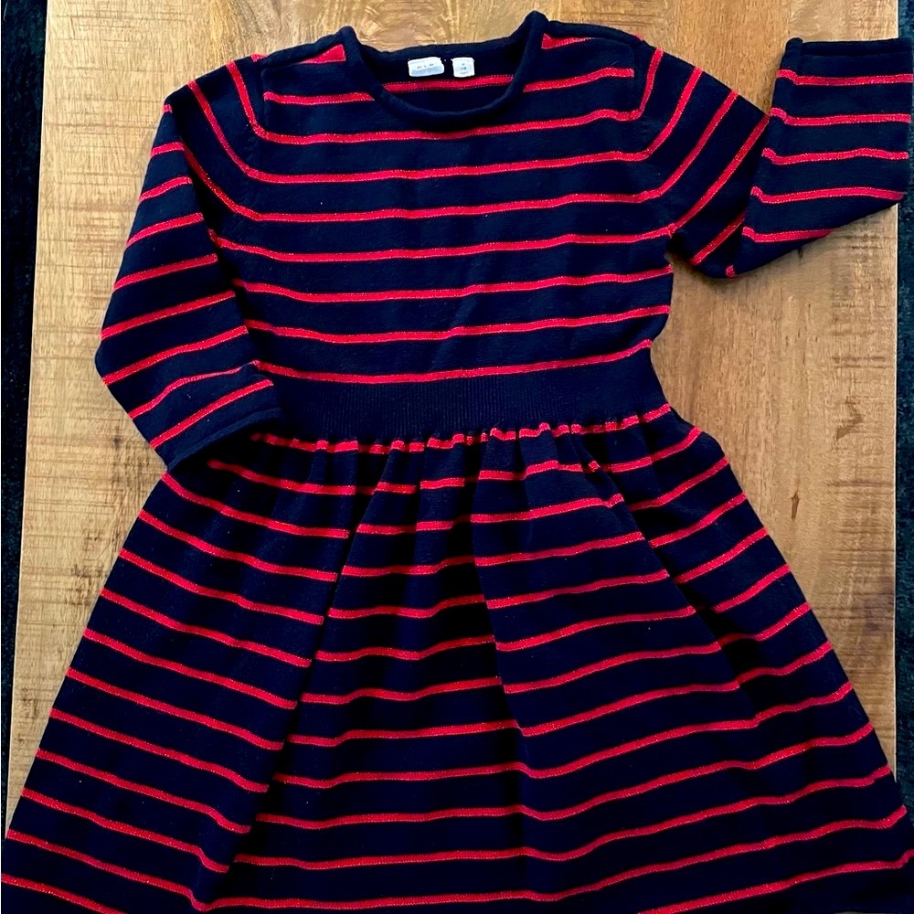 Gap Kids. Cozy striped sweater dress w/metallic thread details. Size XL (12)